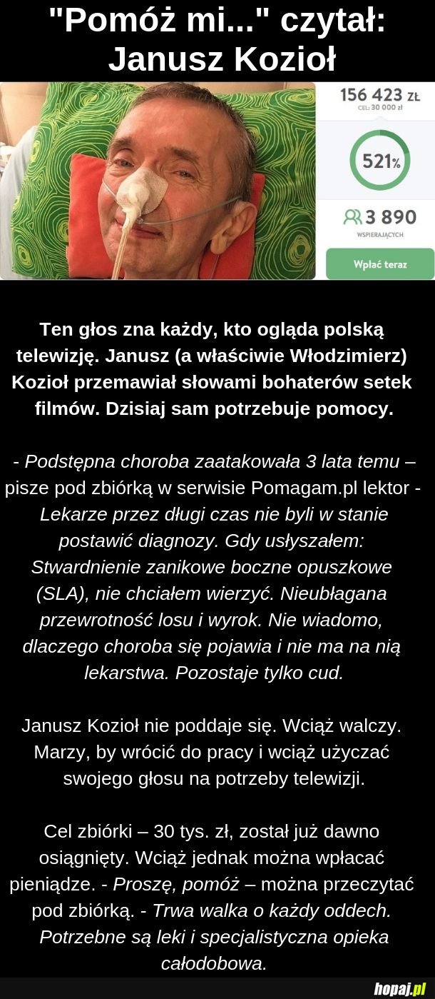 Znany lektor choruje