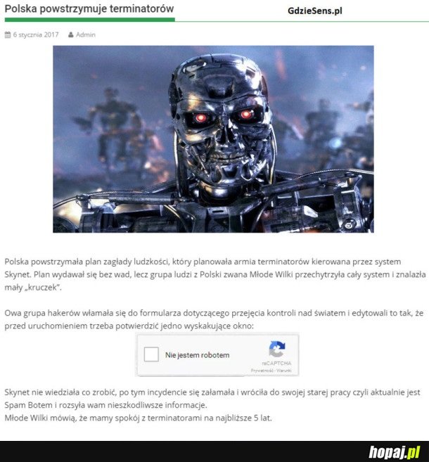 POLSKA POWSTRZYMUJE TERMINATORÓW
