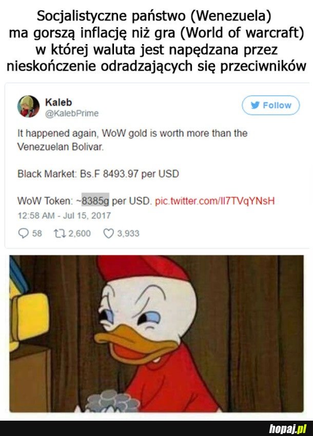 ZŁOTO Z WOW'A JEST WARTE WIĘCEJ NIŻ WALUTA WENEZUELI