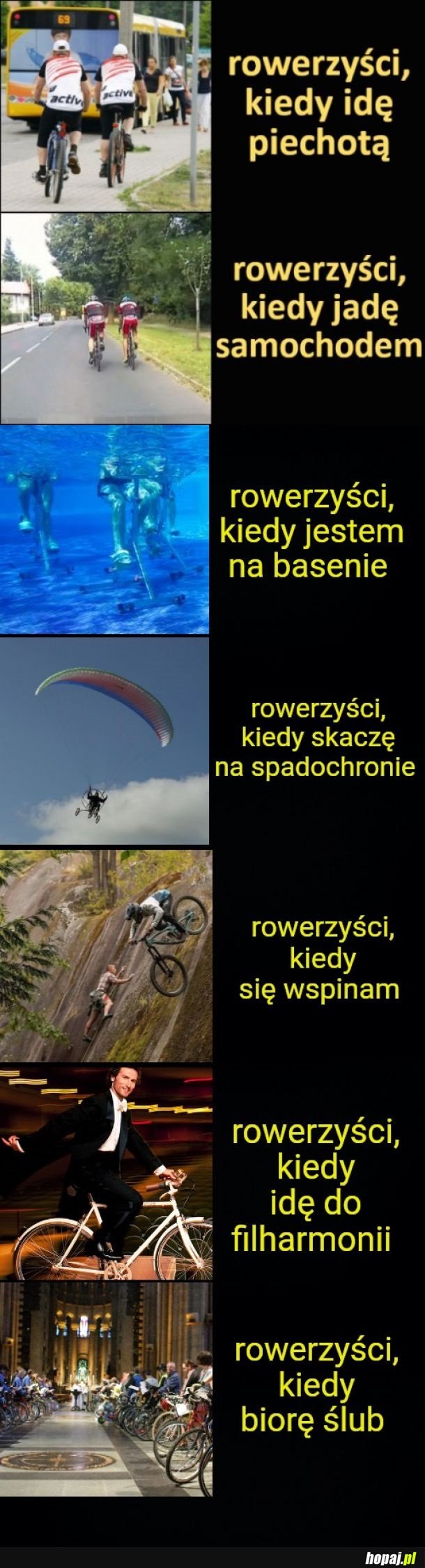 O--O rowerzyści kiedy wpisuje tytuł mema