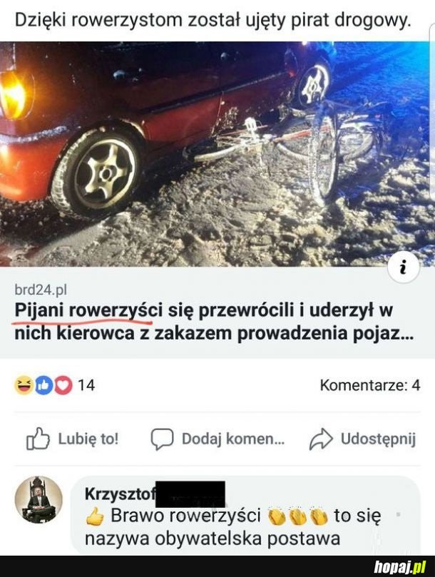 Gratulacje dla rowerzystów