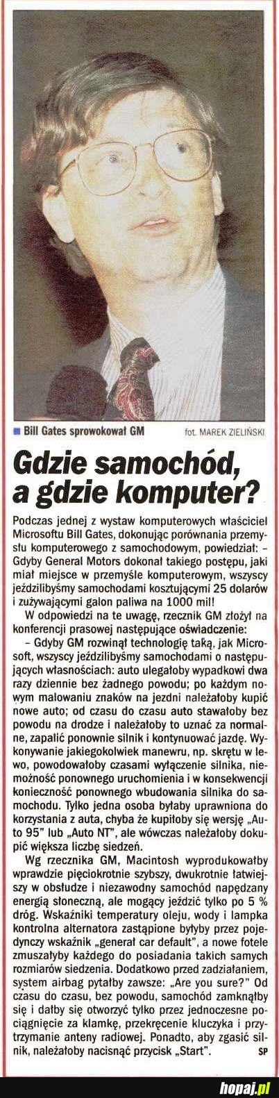 Gdzie samochód, a gdzie komputer?