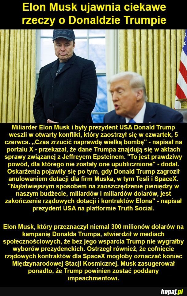 Musk i Trump pokłóceni