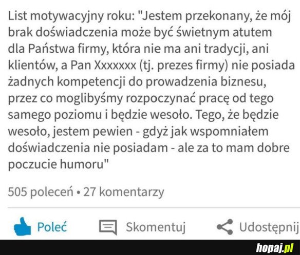 LIST MOTYWACYJNY JAKIEGOŚ ŚMIESZKA