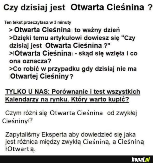 Czy dzisiaj jest otwarta Cieśnina