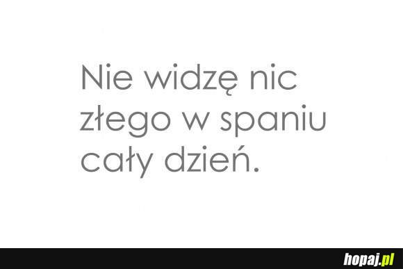 Nie widzę nic złego w spaniu cały dzień