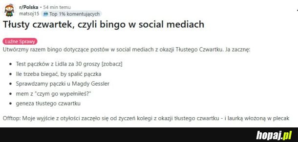 Tłusty Czwartek w mediach społecznościowych