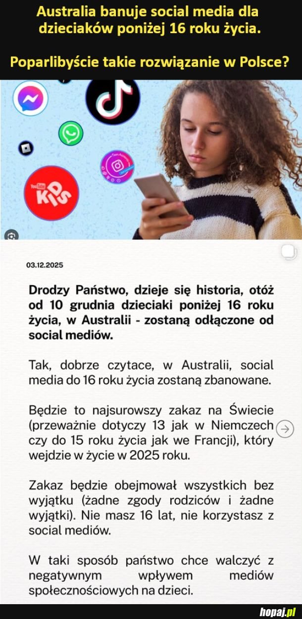 Australia banuje social media dla dzieciaków poniżej 16 roku życia.